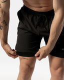 Heren 2 in 1 Shorts Zwart