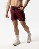 Men's 2 in 1 Shorts Burgundy Black