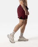 Men's 2 in 1 Shorts Burgundy Black