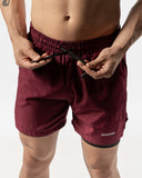 Men's 2 in 1 Shorts Burgundy Black