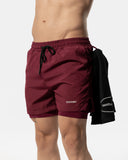 Men's 2 in 1 Shorts Burgundy