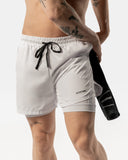 Short 2 en 1 pour homme blanc