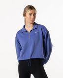 Boxy Half Zip Sweatshirt Blue Iris