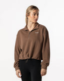 Boxy Half Zip Sweatshirt Brown