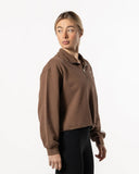 Boxy Half Zip Sweatshirt Brown