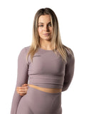 Ribbed V2 Long Sleeve Crop Plum