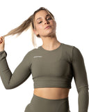 Ribbed V2 Long Sleeve Crop Sage