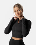 LuxForm Zip Crop Jacket - Black