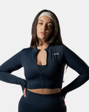 LuxForm Zip Crop Jacket - Navy