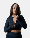 LuxForm Zip Crop Jacket - Navy