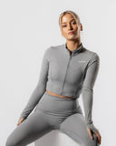 LuxForm Zip Crop Jacket - Rhino Grey