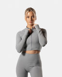 LuxForm Zip Crop Jacket - Rhino Grey